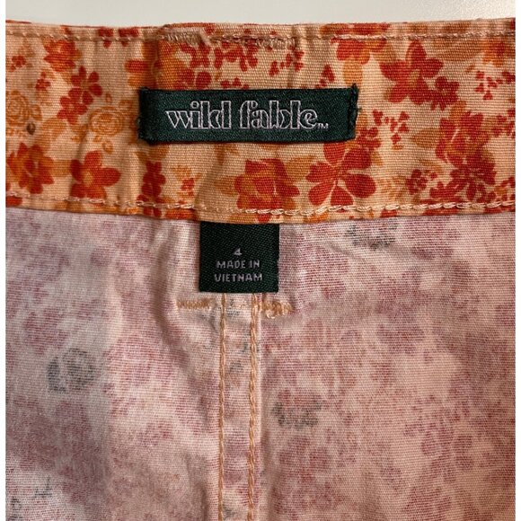 Wild Fable Womens Size 4 Orange Floral Chino Button Front Skirt - Picture 9 of 11